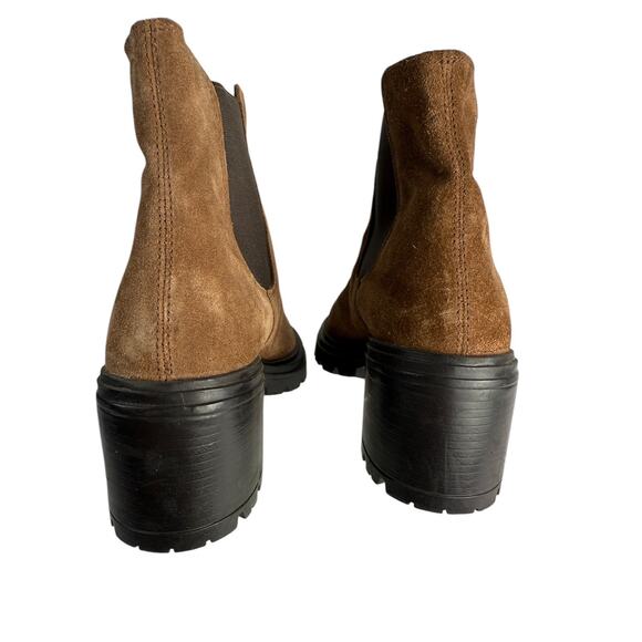 GEOX Leather Boots Size 8 Brown Ankle Chelsea Pull On Lug Sole NWOB - Picture 7 of 10